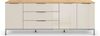 Rauch Möbel Flipp, Nachttisch für Schlafzimmer, Flur, Garderobe, 3-türig, 3 Schubladen, mit Softclose-Funktion, Griffe und Metallkufe Chrom, Farbe Eiche Artisan, Holz/Glas Beige, Breite 199 cm Bild 5