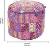 Aakriti Indian Pouf Fußhocker mit Stickerei Pouf, indische Baumwolle, Pouffe osmanischen Pouf Cover mit ethnischem Dekor Kunst - Cover (Purple, 46x33 cms) Bild 3