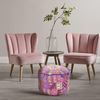 Aakriti Indian Pouf Fußhocker mit Stickerei Pouf, indische Baumwolle, Pouffe osmanischen Pouf Cover mit ethnischem Dekor Kunst - Cover (Purple, 46x33 cms) Bild 2