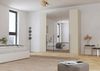 Rauch Möbel Alabama, Kleiderschrank, Garderobenschrank, 5-türig, Spiegel, Zubehör Basic, 3 Kleiderstangen, 6 Einlegeböden, Farbe Beige, Griff Grau metallic, 226 x 229 x 54 cm Bild 2