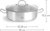 Springlane Schmortopf Edelstahl 28cm, 5 L, Schmor- und Servierpfanne, Induktion, Edelstahl, kratzfest & unbeschichtet, Alle Herdarten, Glasdeckel mit Dampfloch Bild 2
