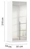 Rauch Möbel Alabama, Kleiderschrank, Garderobenschrank, 2-türig, Spiegel, Zubehör Basic, 1 Kleiderstange, 1 Einlegeboden, Farbe Weiß, Griff Grau metallic, 91 x 210 x 54 cm Bild 3