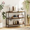 HOMCOM Konsolentisch Flurtisch mit 3 Ebenen, Metallrahmen (Metallregal, 1-St, Beistelltisch), für Kleinen Raum, Flur, 101 x 35 x 80 cm, Rustikal-Braun Bild 2