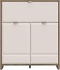 Forte MAREDA Barkommode 115, Hohe Kommode mit 2 Türen und 1 Kippfach, Kaschmir/Beige, Valencia Eiche Dekor/Sand, 114,5 cm breit, 134,9 cm hoch, 41,9 cm tief Bild 3