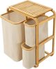 Wäschesammler Evenes mit 3 Wäschekörben Bambus Beige [en. casa] Bild 5