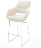 Barstuhl Yago-Flex Teddystoff Beige Kufengestell Edelstahl Silberfarben Taschenfederkern Bild 2
