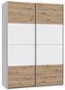 FORTE Schach & MATT 2 Kleiderschrank 150, 2-türiger Schwebetürenschrank, Holzwerkstoff, Artisan Eiche/Weiß, 150,1 cm breit, 210,5 cm hoch, 61,2 cm tief Bild 4