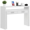Dmora - Schreibtisch Losetta, Multipositionsschreibtisch mit ausziehbarer Platte, lineare Arbeitskonsole mit 2 Schubladen, 99 x 70 x 88 cm, Weiß Bild 3