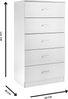 Baroni Home Kommode 5 Schubladen aus Melamin, Schrank für Schlafzimmer oder Wohnzimmer, moderner weißer Schrank 60 x 40 x 110 cm Bild 3