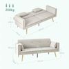 HOMCOM Schlafsofa mit Verstellbar Rückenlehne, Seitentasche, 2er-Sofa 1 Teile, für Wohnzimmer, Schlafzimmer, Beige Bild 3