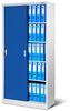 Aktenschrank Büroschrank mit Schiebetüren Metall 4 Fachböden Pulverbeschichtung Abschließbar 185 x 90 x 40 cm (Grau-Blau) Bild 4