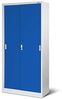 Aktenschrank Büroschrank mit Schiebetüren Metall 4 Fachböden Pulverbeschichtung Abschließbar 185 x 90 x 40 cm (Grau-Blau) Bild 5