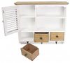 Hängeschrank "White Cottage" im Landhausstil aus Holz, weiß, im Shabby Look, 1 Tür & 3 Schubladen + 3 Haken, Wandschrank Bild 5