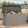 YITAHOME Outdoor-Aufbewahrungsbox mit Rollen, 270L Kunststoff-Gartenbox, Wetterfeste Aufbewahrungskiste für Kissen, Werkzeug & Poolzubehör, Abschließbar, Holzoptik, 114,7 x 46,5 x 57,6 cm, Hellbraun Bild 2