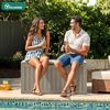 YITAHOME Outdoor-Aufbewahrungsbox mit Rollen, 270L Kunststoff-Gartenbox, Wetterfeste Aufbewahrungskiste für Kissen, Werkzeug & Poolzubehör, Abschließbar, Holzoptik, 114,7 x 46,5 x 57,6 cm, Hellbraun Bild 3