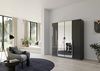 Kleiderschrank Drehtürenschrank Glamour | 4-türig | mit Spiegeltüren | effektgrau Hochglanz / grau metallic | 181x210 Bild 2