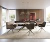 Esszimmerbank Taya-Flex 285x190 cm Strukturstoff Soft Taupe Kreuzgestell kantig Effektfinish Titan Taschenfederkern Rechts Bild 4