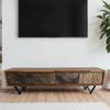 Lowboard Sheesham Massivholz 160cm TV Board Steinoptik Metallgestell Industrial Design Bild 2