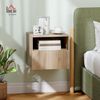HOMCOM Nachttisch mit Schublade, offenes Fach (Nachtschrank, 1-St, Nachtkommode), für Schlafzimmer, Wohnzimmer, Naturholz Bild 2