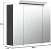 emotion Spiegelschrank 80cm inkl. Design LED-Lampe und Glasböden Graphit Bild 2