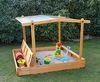Promadino Sandkasten 'MULTI' mit Sitzbox und Sonnendach, Holz Honigbraun, 172 x 140 x 131 cm Bild 3
