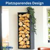 DanDiBo Kaminholzregal Wand Innen Metall Schwarz 80 cm mit Rückwand Wandmontage Hängend Kaminholzständer 96542 Holzkorb Kaminholzhalter Bild 4