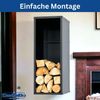 DanDiBo Kaminholzregal Wand Innen Metall Schwarz 80 cm mit Rückwand Wandmontage Hängend Kaminholzständer 96542 Holzkorb Kaminholzhalter Bild 5