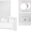 ML-DESIGN Schminktisch Frisierkommode aus MDF Holz mit Spiegel Make-up Tisch, Kosmetiktisch Weiß mit LED Beleuchtung und Schublade Schminkkommode Bild 3