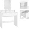 ML-DESIGN Schminktisch Frisierkommode aus MDF Holz mit Spiegel Make-up Tisch, Kosmetiktisch Weiß mit LED Beleuchtung und Schublade Schminkkommode Bild 2