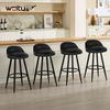 WOLTU BH296sz-2 Barhocker 2er Set Barstuhl Hocker Tresenhocker Bistrohocker Designer Hocker mit Lehne und Fußstütze aus Samt Metall, Schwarz Bild 2