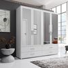 IVAR Kleiderschrank mit Spiegeln und Schubladen - Vielseitiger Drehtürenschrank 4-türig in Weiß - 180 x 190 x 51 cm (B/H/T) Bild 2