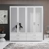 IVAR Kleiderschrank mit Spiegeln und Schubladen - Vielseitiger Drehtürenschrank 4-türig in Weiß - 180 x 190 x 51 cm (B/H/T) Bild 5