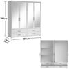 IVAR Kleiderschrank mit Spiegeln und Schubladen - Vielseitiger Drehtürenschrank 4-türig in Weiß - 180 x 190 x 51 cm (B/H/T) Bild 3