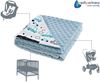 Medi Partners Krabbeldecke 100% Baumwolle 75x100 cm doppelseitig multifunktional Minky Kuscheldecke für Kinderwagen weich flauschig (Cars mit hellblau Minky) Bild 4