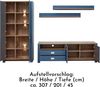 DIJON Wohnwand Komplett-Set in Parisian Blue, Haveleiche Cognac Optik - Moderne Schrankwand mit LED-Beleuchtung für Ihr Wohnzimmer - 307 x 201 x 45 cm (B/H/T) Bild 2