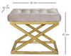 Atelier Del Sofa Stylish Pouffe with Metal Frame, 50 cm Width, 42 cm Height, 40 cm Depth | Soft Polyester Babyface Fabric in Gold & Cream | Perfect for Modern Living Spaces Bild 2