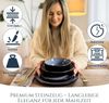 Steingut Geschirrset 6 Pers. Ibiza 24-tlg Hochwertiges Mediterranes TEST SEHR GUT Steingut Geschirr Set - Schüssel- und Teller Set - Tafelservice 6 Personen Geschirrsets Pure Living in Rauchblau Bild 3