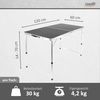Höhenverstellbarer Klapptisch, schwarz, Campingtisch 120 x 60 cm, Tapeziertisch Bild 2