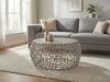 Couchtisch Metall Silber 60cm Sofatisch Aluminium Rund - Design Wohnzimmertisch mit Ast Struktur - Kleiner Kaffeetisch Modern - Beistelltisch Anstelltisch Wohnzimmer Handmade Bild 4