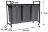 DanDiBo Wäschekorb 3 Fächer mit Ablage Schwarz Metall 96500 Wäschesammler Wäschewagen mit Rollen Wäschebox Wäschekorb Wäschesack Modern Bild 2