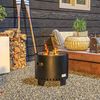Outsunny Tischfeuer Feuerschale, rauchfrei, mit Griff (Feuerkorb, 1-St, Feuerstelle), für Garten, Camping, Terrasse, Metall, Schwarz Bild 2
