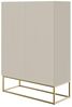 Selsey Veldio - Highboard 2-türig, Graubeige Taupe mit goldenem Metallgestell, 90 cm breit Bild 5