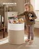 SONGMICS Wäschekorb, 80 L Wäschesammler für Kinder, Baumwollseil, mit Henkel, für Kinderzimmer, weiß-graubraun Bild 2