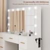 HOMCOM Schminktisch mit 12 LED-Leuchten, Spiegel (Frisiertisch, 1-St, Kosmetiktisch), mit 7 Schubladen, 6 versteckten Schiebefächern, für Schlafzimmer, Weiß Bild 3