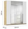 Rauch Möbel Alabama, Kleiderschrank, Garderobenschrank, 5-türig, Spiegel, Zubehör Classic, 3 Kleiderstangen, 9 Einlegeböden, Farbe Weiß/Eiche Artisan, Holz, Griff Grau metallic, 226 x 229 x 54 cm Bild 3