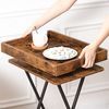HOOBRO Beistelltisch mit Tablett, klappbarer Sofa-Beistelltisch mit abnehmbarem Holztablett, Vintage-Couchtisch mit Stahlrahmenkonstruktion, moderner Industriestil, Dunkelbraun EBF29BZ01 Bild 4