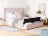 Bett mit Stauraumbank NOYERS 160 x 200 cm Samtstoff Pastellrosa Bild 2