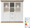 Landhaus Vitrinen-Highboard LINARES-61 Pinie weiß / Wotan Eiche Nb. inkl. LED, B/H/T ca. : 148/139/44 cm Bild 3