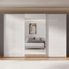 Forte SOPHISTISPACE Kleiderschrank 300, moderner Schwebetürenschrank, 3-türig, Einlegeböden, Kleiderstangen, Spiegel, Holzwerkstoff, Weiß/Weiß Glanz, 299,8 cm breit x 210,5 cm hoch x 62,9 cm tief Bild 2
