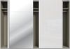 Forte SOPHISTISPACE Kleiderschrank 300, moderner Schwebetürenschrank, 3-türig, Einlegeböden, Kleiderstangen, Spiegel, Holzwerkstoff, Weiß/Weiß Glanz, 299,8 cm breit x 210,5 cm hoch x 62,9 cm tief Bild 5